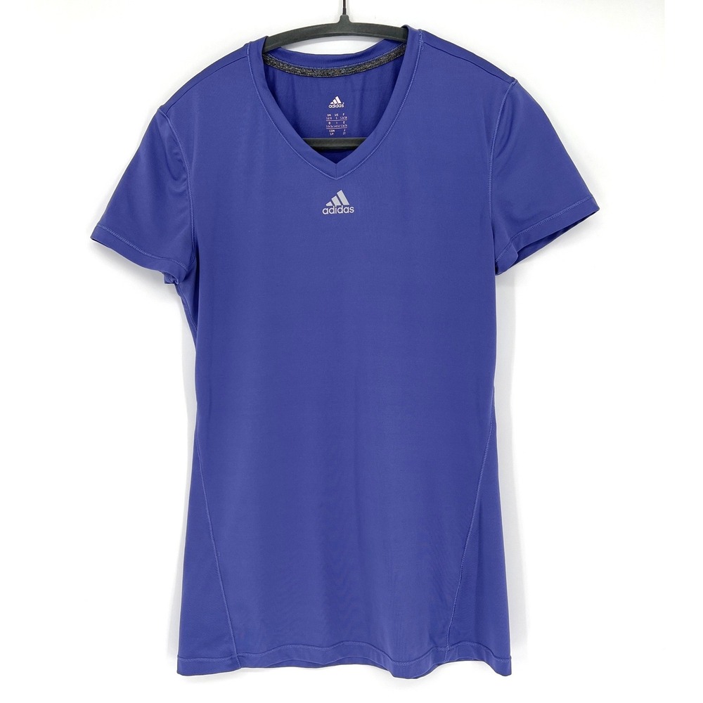 Adidas Climalite V Neck Athletic Tee Small Purple Running Tennis  Pickleball Gym